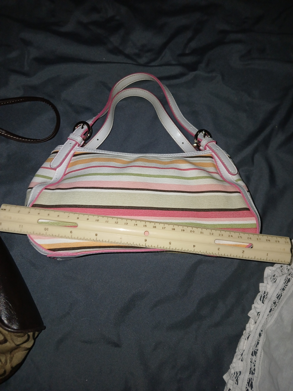 Sonoma Pastel Striped Mini Shoulder Bag with Pink Trim
